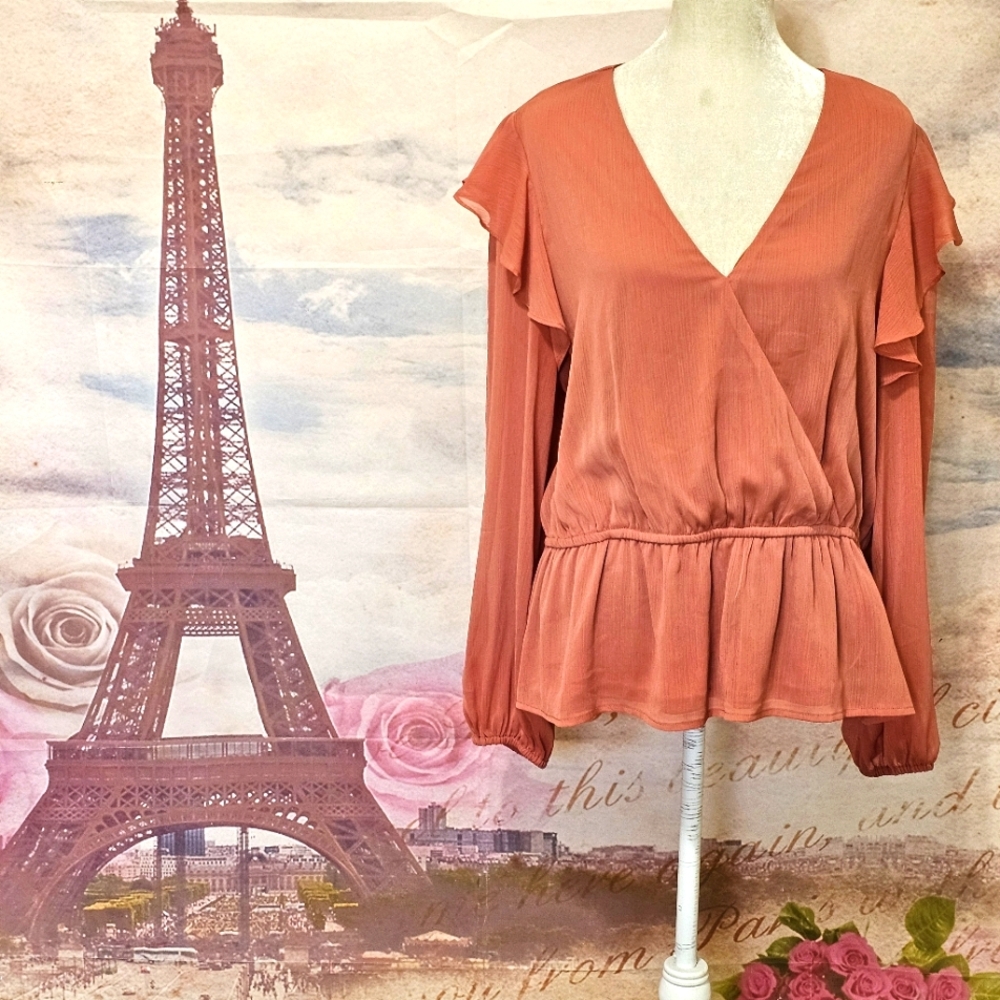 Marc New York long sleeve crossover casual top blouse sz XL